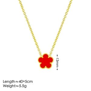 Set 2pc Stainless Steel Five-Leaf Clover Jewelry Set 18k Gold-Plated